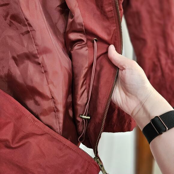 NWT Coldwater Creek Womens Anorak Zip Raincoat Jacket Coat Sz Small 4/6 Burgundy - Picture 5 of 11